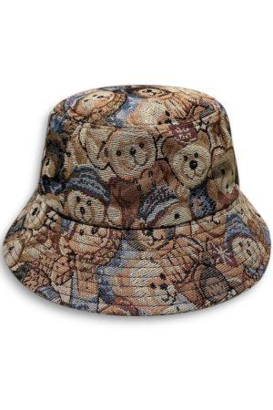 Купить взрослую модную панаму под гобелен Мишка Тедди Teddy Bear коричневого цвета