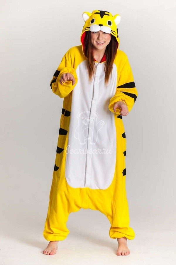 Желтый тигр кигуруми пижама