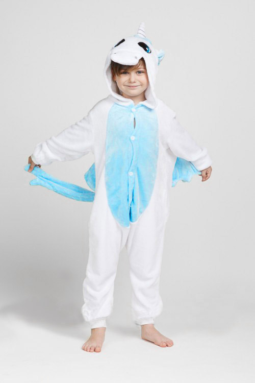 Детский костюм пижама кигуруми голубой единорог для мальчика и девочки купить