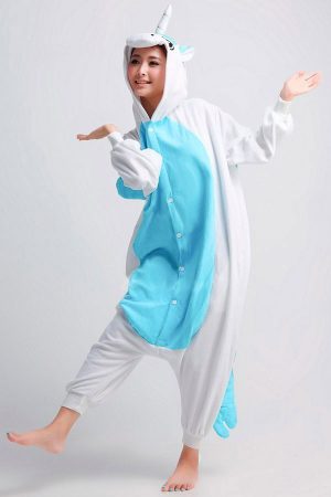Купить пижаму кигуруми голубой единорог с крыльями в спб
