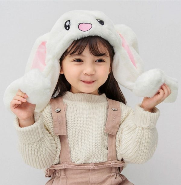 Купить шапку с поднимающимися светящимися ушами в виде белого зайца кролика