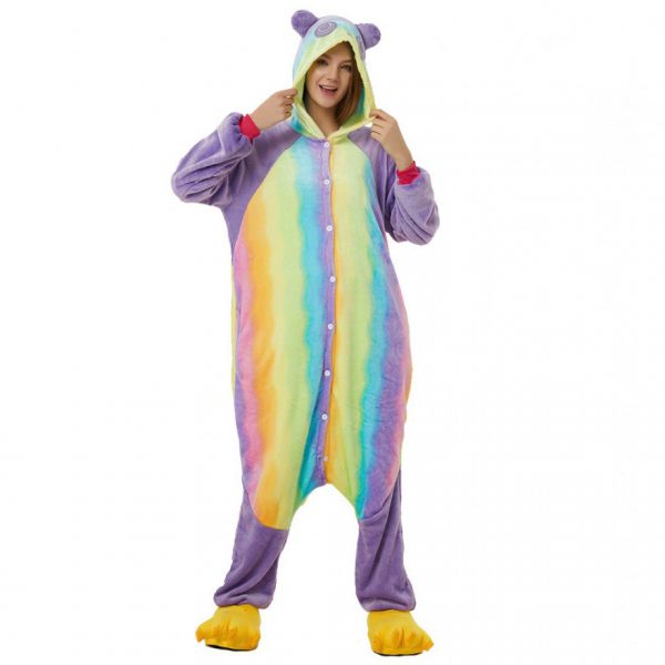 Купить костюм пижама кигуруми для девушки яркая разноцветная радужная панда в СПБ