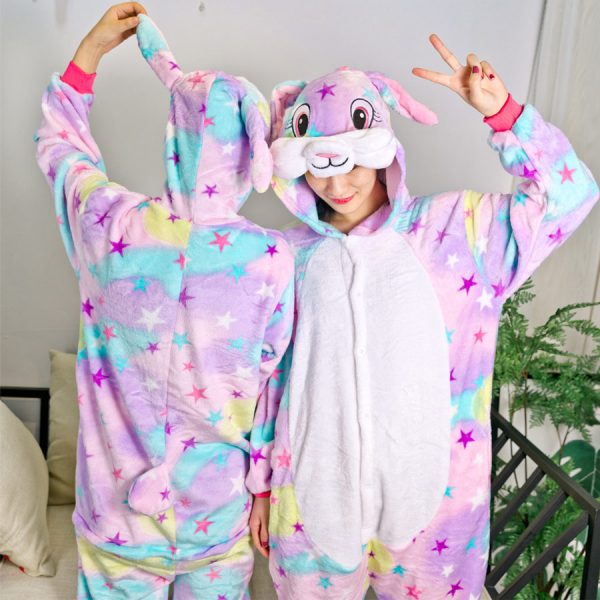 Купить костюм пижаму кигуруми заяц в звездочку звездный кролик для девочки женскую в СПб недорого