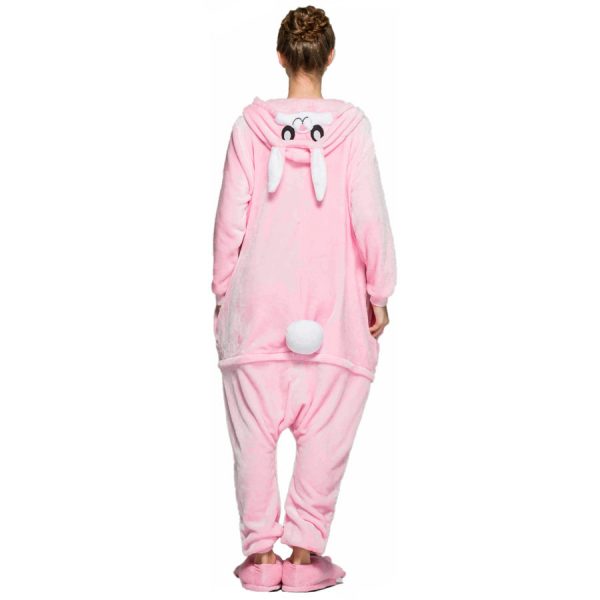 Пижама Кигуруми Розовый Кролик Заяц с белой грудью купить недорого в СПБ для взрослых и детей